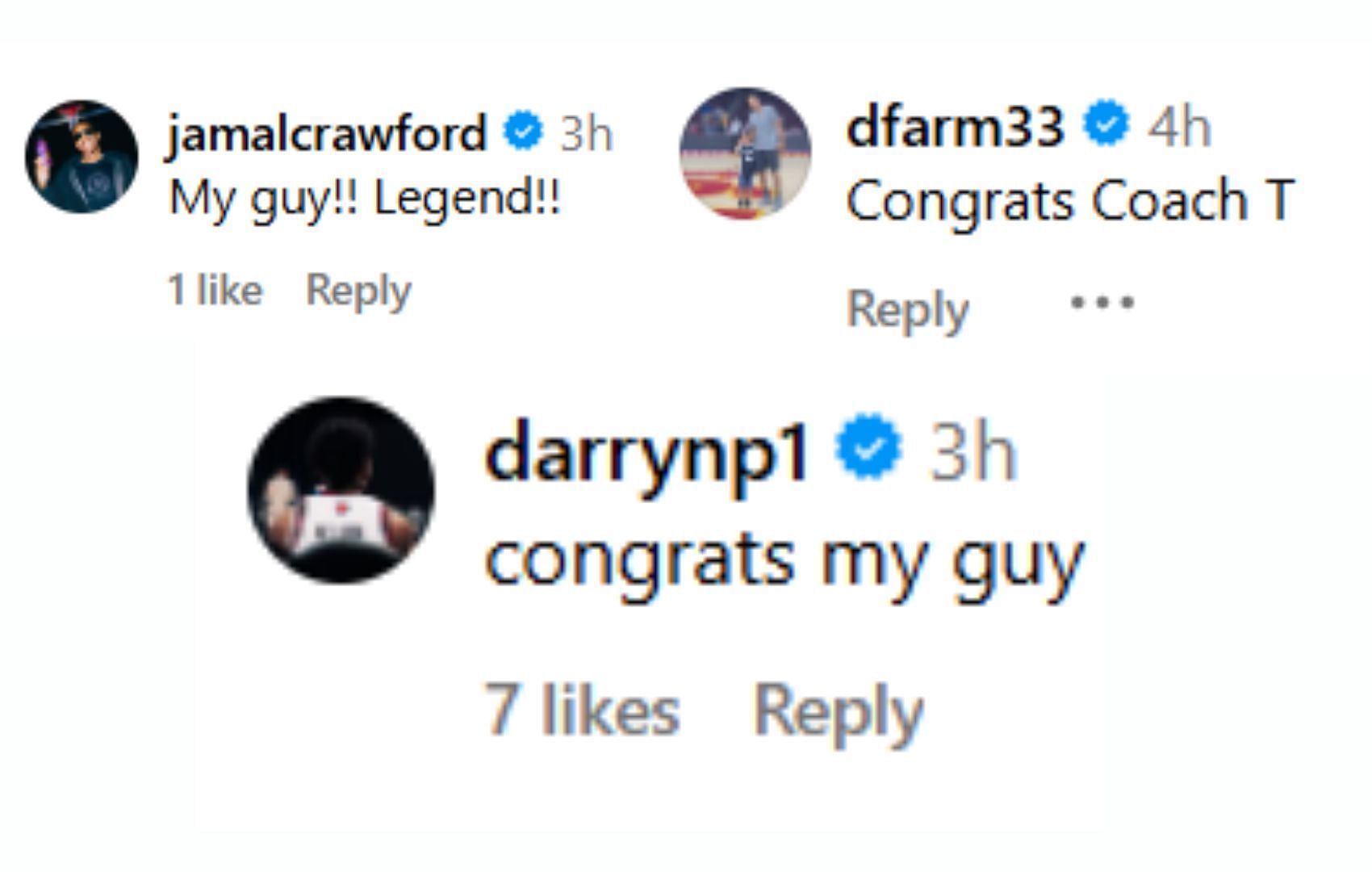 Former NBA players and current Kansas player react to KU assistant coach's honor | via @kuhoops, @kthoops/Instagram